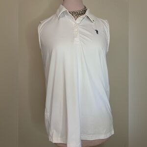 Women's White Sleeveless Polo Top
